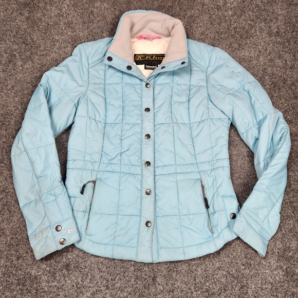 KLIM Waverly Jacket Womens XS Blue Snap Up Puffer Coat Parka Winter Riding - Picture 1 of 8